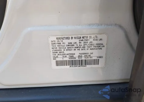 2010 Infiniti Ex35 Journey from USA, damaged, VIN JN1AJ0HR1AM755949